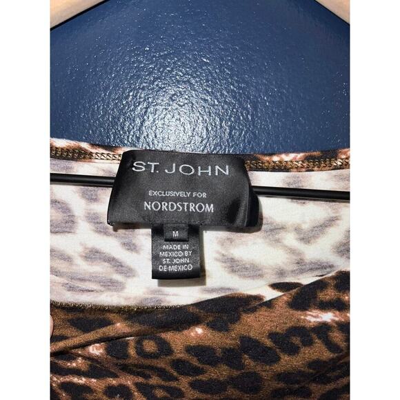St.John for nordstrom cheetah print asymetrical blouse size med - Picture 3 of 4